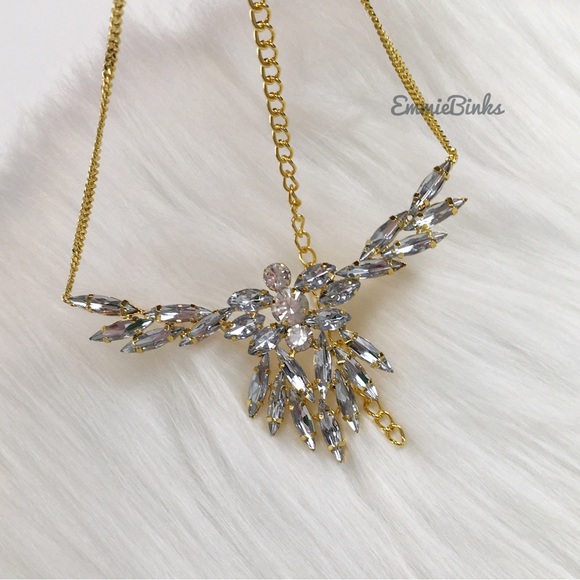 New Revolve 18 Karat Gold Plated Audrey Australian Crystal Necklace - Picture 4 of 16